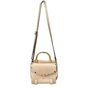 Gianni Bini Tan Crossbody Bag Clear Handle Color Studs Y2K Quiet Luxury Chic